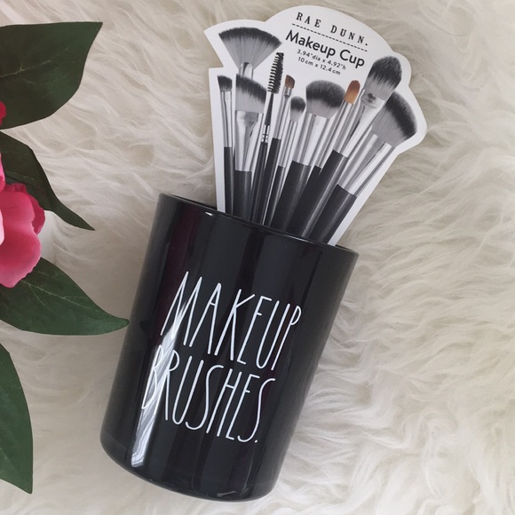 • F R E E • NWT • RAE DUNN Black Makeup Brushes Holder - Picture 2 of 12